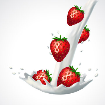 Strawberries and milk splash