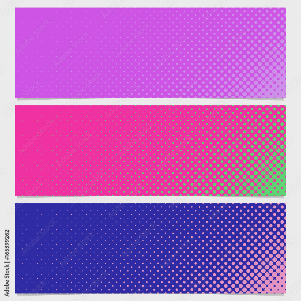 Poster halftone dot pattern banner background set - vector graphic from circles