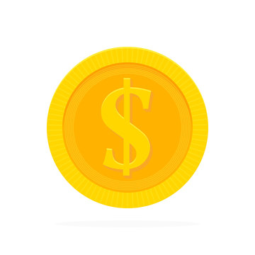 Gold Coin In Flat Style. Vector Illustration