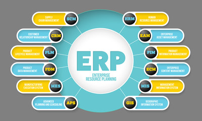 Vector info graphic with theme of erp system