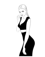 sketch of model in crop top