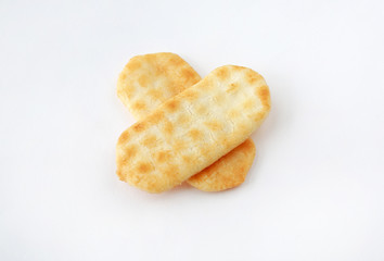 Japanese rice cracker isolated on white background.