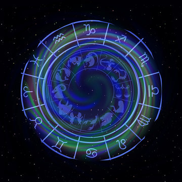 Zodiac signs around in outer space