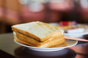 Toast bread in a plate