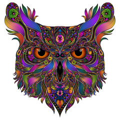 Color vector owl from abstract patterns