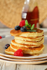 Stack of Breakfast pancake with berry