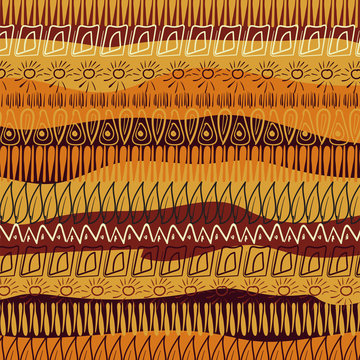 Hand-drawn abstract pattern in African style. vector