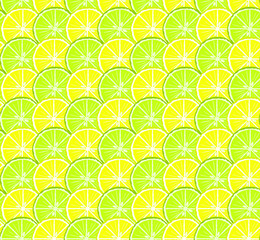 Bright seamless citrus pattern with yellow lemon and green lime circles. Nice summer texture for textile, wrapping paper, wallpaper, background, cover, banner, web, design