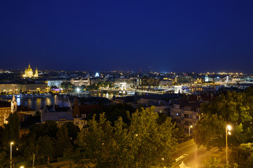 Fototapeta na wymiar Night view of the city side of Pest. Budapest