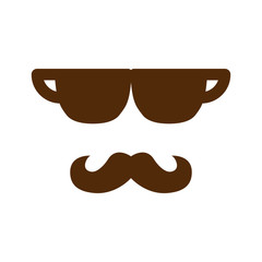 Icono plano tazas de cafe con bigote marron en fondo blanco