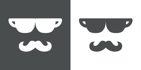 Icono plano tazas de cafe con bigote gris y blanco - obrazy, fototapety, plakaty