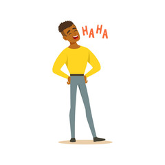 Happy black man laughing out loud colorful character vector Illustration