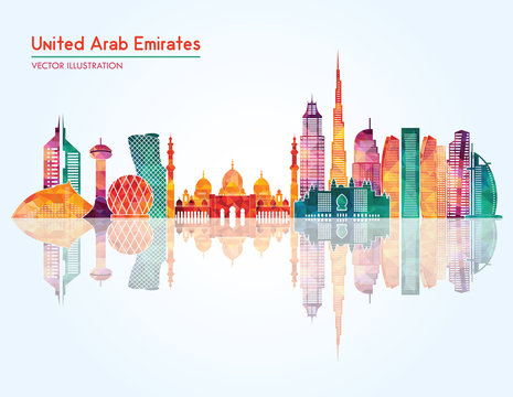 United Arab Emirates skyline detailed silhouette. Vector illustration