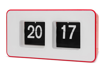 Retro flip clock 2017 year, clipping path