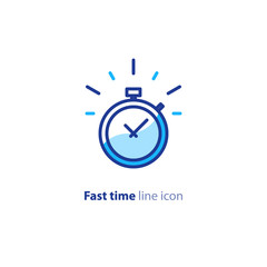 Quick services, fast delivery, deadline time, delay alarm, line icon
