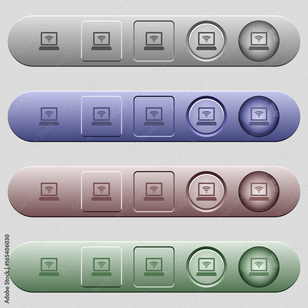 Aufkleber laptop computer with wireless symbol icons on horizontal menu bars