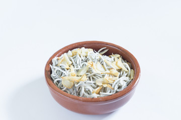 Baby eels with garlic