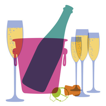 Champagne - symbole - fête - pictogramme - seau à glace - seau à champagne