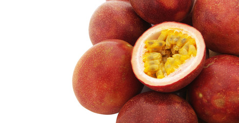 Fresh passion fruits isolated on white background