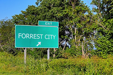 Fototapeta premium US Highway Exit Sign For Forrest City