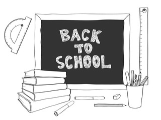 Back to school handdrawing black white
