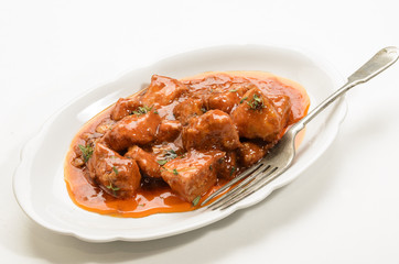 hungarian style chicken goulash on a plate