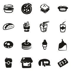 Fast Food Restaurant Icons Freehand Fill