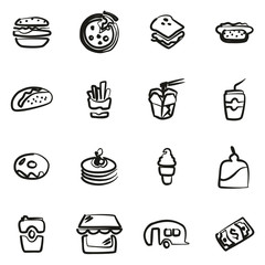 Fast Food Restaurant Icons Freehand 
