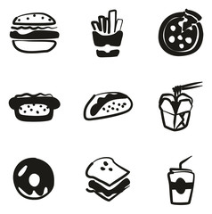 Fast Food Icons Freehand Fill
