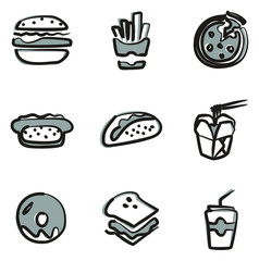 Fast Food Icons Freehand 2 Color