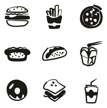 Fast Food Icons Freehand Fill
