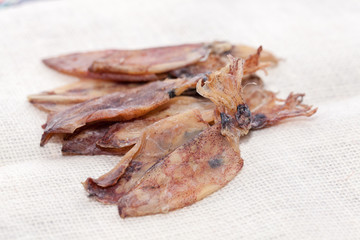 Dried squid on sack