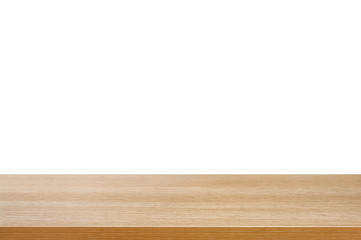 Wood table top on white background - can montage or display your products on top