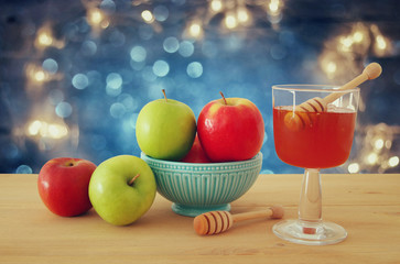 Rosh hashanah (jewish New Year holiday) concept. Traditional symbols