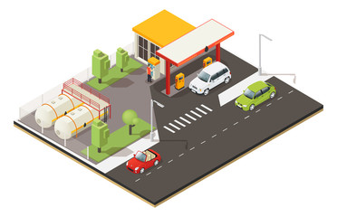 Isometric Petrol Fuel Station Concept