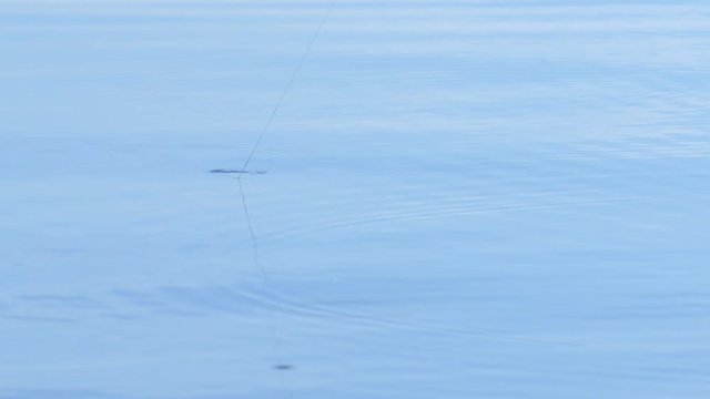 Clear water in the river, the fisherman abandoned the bait for fish