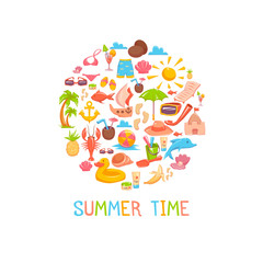 Vector illustration of different things for vacations