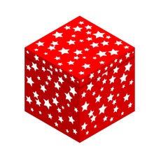 Vector illustration of a red box with white stars on a transparent background