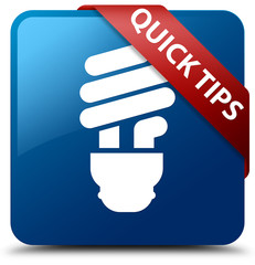 Quick tips (bulb icon) blue square button red ribbon in corner
