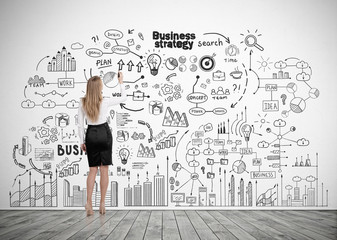 Blonde woman developing business strategy