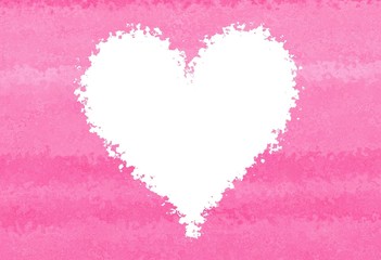 Deformed coasts spray big white heart symbol frame background