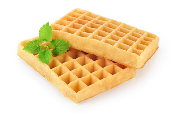 Belgium waffles isolated on white background.