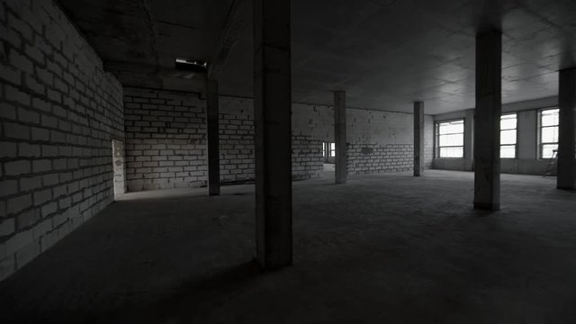 Building construction site interior empty view.
