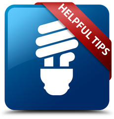 Helpful tips (bulb icon) blue square button red ribbon in corner