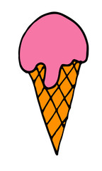 ice cream cone color vector hand drawn doodle