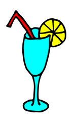 Cocktail Icon color hand drawnVector