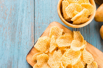 Crispy potato chips, potato