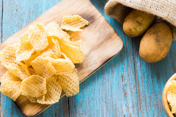 Crispy potato chips, potato