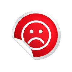 runder Sticker rot Smiley traurig