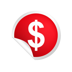runder Sticker rot Dollar